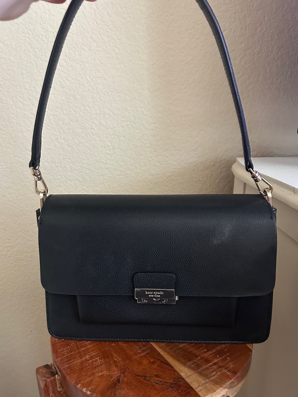 kate spade Black Leather Shoulder Bag with Top Handle